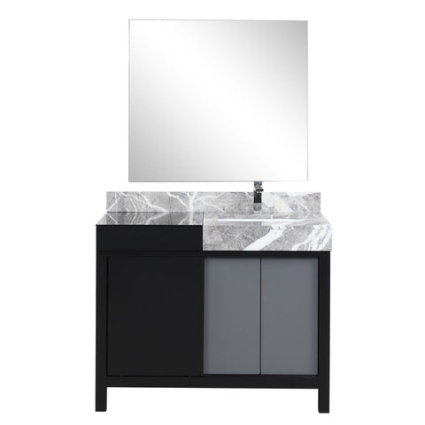 Image of Zilara 42" Black and Grey Vanity Set, Marble Top, Monte Chrome Faucet Set | LZ342242SLISM34FMC