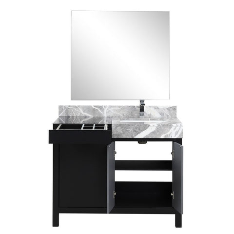 Image of Zilara 42" Black and Grey Vanity Set, Marble Top, Monte Chrome Faucet Set | LZ342242SLISM34FMC