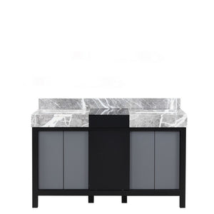 Zilara 55" Black and Grey Double Vanity, Castle Grey Marble Top | LZ342255SLIS000