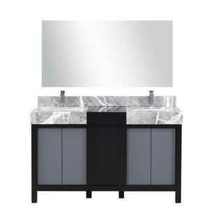 Zilara 55" Black and Grey Vanity Set, Marble Top, Monte Chrome Faucet Set | LZ342255SLISM53FMC