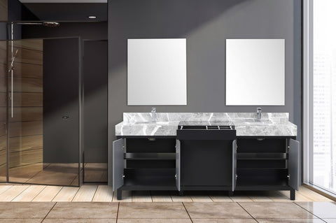 Image of Zilara 80" Black and Grey Double Vanity Set, Marble Top, Monte Chrome Faucet Set | LZ342280DLISM30FMC