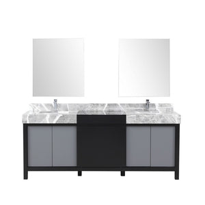 Zilara 80" Black and Grey Double Vanity Set, Marble Top, Monte Chrome Faucet Set | LZ342280DLISM30FMC