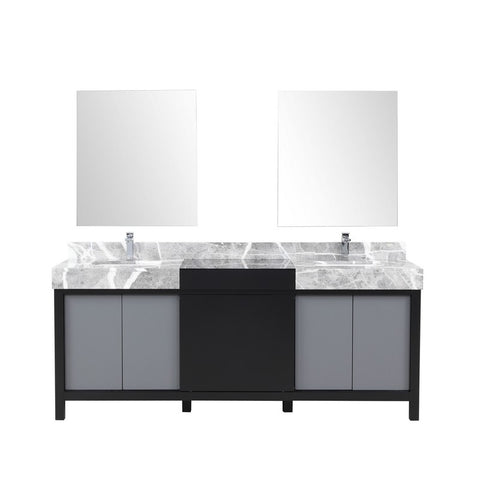 Image of Zilara 80" Black and Grey Double Vanity Set, Marble Top, Monte Chrome Faucet Set | LZ342280DLISM30FMC