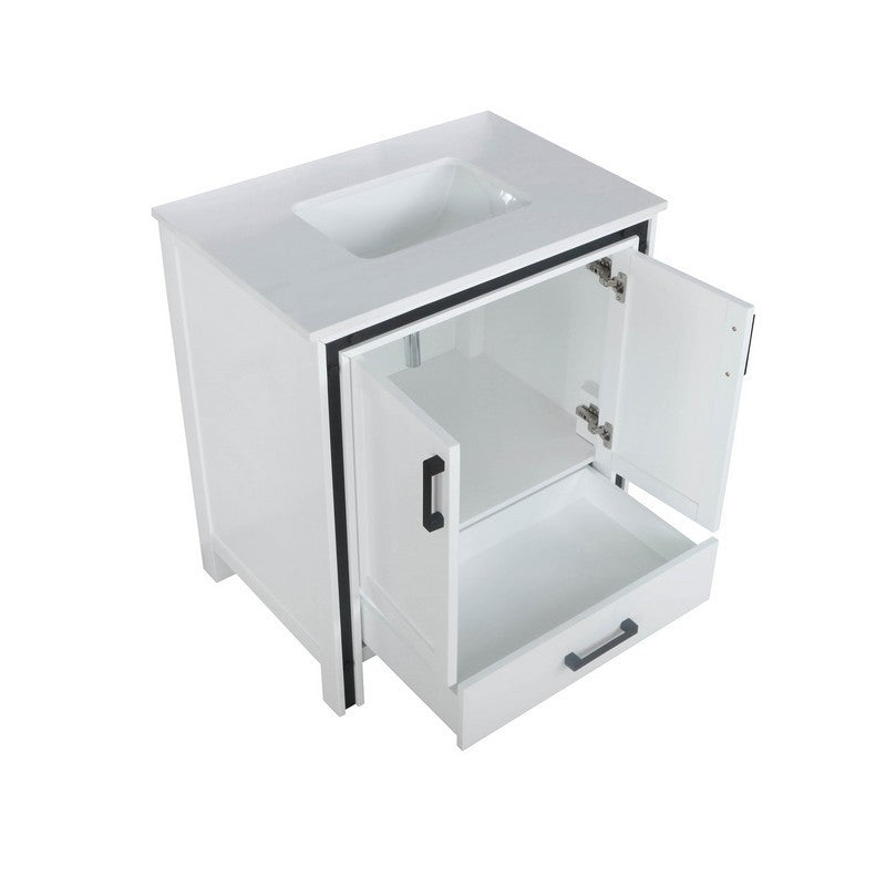 Ziva 30" White Single Vanity, Cultured Marble Top, White Square Sink and no Mirror | LZV352230SAJS000