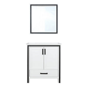 Ziva 30" White Single Vanity, Cultured Marble Top, White Square Sink and 28" Mirror | LZV352230SAJSM28