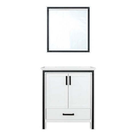 Image of Ziva 30" White Single Vanity, Cultured Marble Top, White Square Sink and 28" Mirror | LZV352230SAJSM28