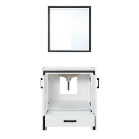 Image of Ziva 30" White Single Vanity, Cultured Marble Top, White Square Sink and 28" Mirror | LZV352230SAJSM28