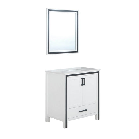 Image of Ziva 30" White Single Vanity, Cultured Marble Top, White Square Sink and 28" Mirror | LZV352230SAJSM28