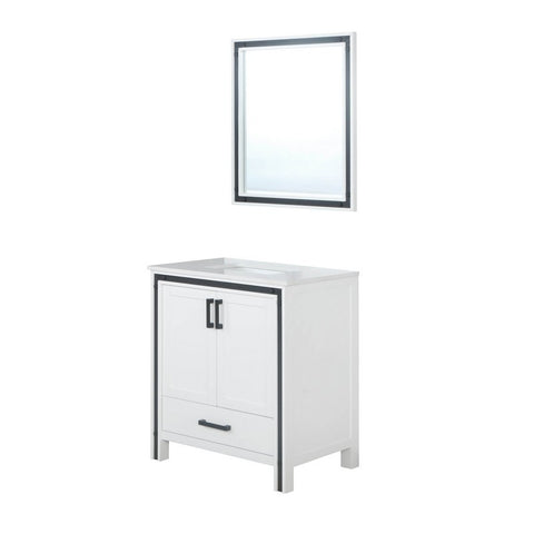 Image of Ziva 30" White Single Vanity, Cultured Marble Top, White Square Sink and 28" Mirror | LZV352230SAJSM28