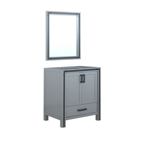 Ziva 30" Dark Grey Single Vanity, no Top and 28" Mirror | LZV352230SB00M28