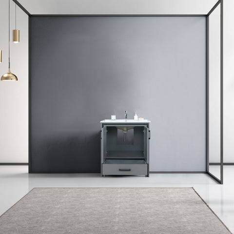 Ziva 30" Dark Grey Single Vanity, Cultured Marble Top, White Square Sink and no Mirror | LZV352230SBJS000