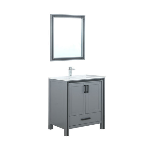 Image of Ziva 30" Dark Grey Single Vanity Set, Cultured Marble Top | LZV352230SBJSM28F
