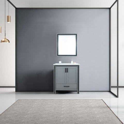 Image of Ziva 30" Dark Grey Single Vanity, Cultured Marble Top, White Square Sink and 28" Mirror | LZV352230SBJSM28