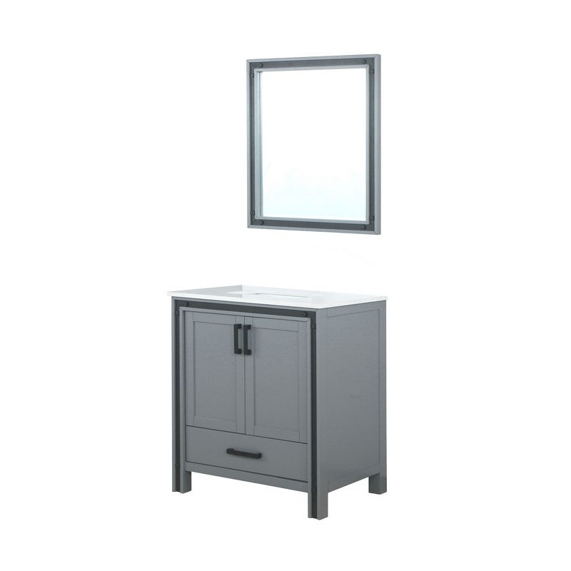 Ziva 30" Dark Grey Single Vanity, Cultured Marble Top, White Square Sink and 28" Mirror | LZV352230SBJSM28