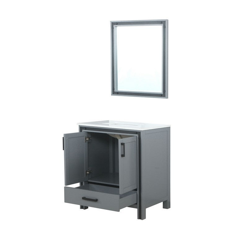 Ziva 30" Dark Grey Single Vanity, Cultured Marble Top, White Square Sink and 28" Mirror | LZV352230SBJSM28