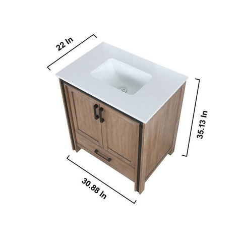 Image of Ziva 30" Rustic Barnwood Single Vanity, Cultured Marble Top, White Square Sink and no Mirror | LZV352230SNJS000
