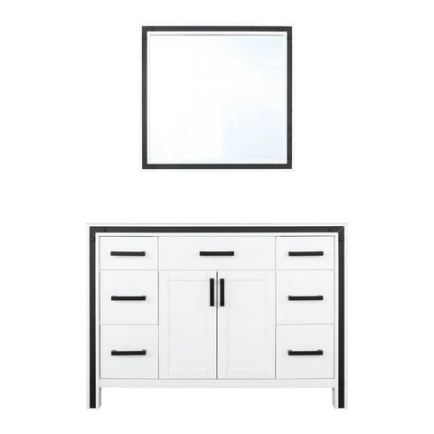 Image of Ziva 48" White Single Vanity, no Top and 34" Mirror | LZV352248SA00M34