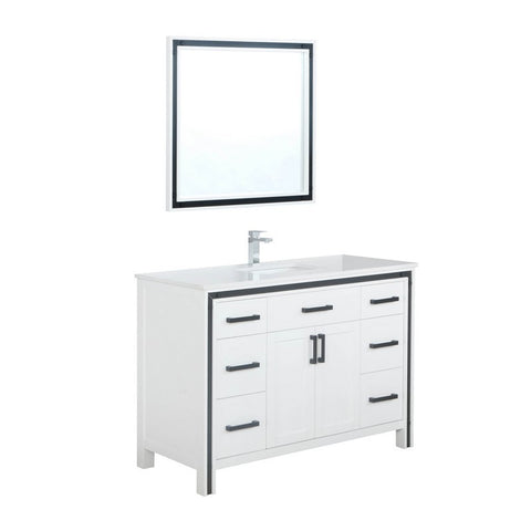 Image of Ziva 48" Rustic White Single Vanity Set, Cultured Marble Top | LZV352248SAJSM34F