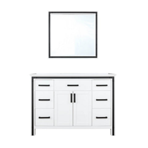 Image of Ziva 48" White Single Vanity, Cultured Marble Top, White Square Sink and 34" Mirror | LZV352248SAJSM34