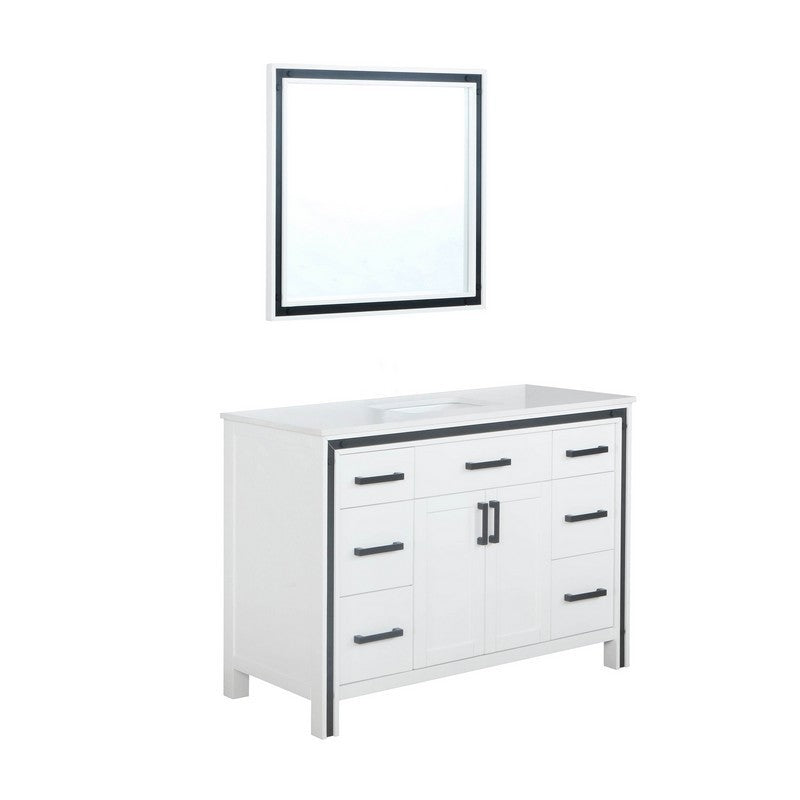 Ziva 48" White Single Vanity, Cultured Marble Top, White Square Sink and 34" Mirror | LZV352248SAJSM34