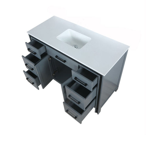 Image of Ziva 48" Dark Grey Single Vanity, Cultured Marble Top, White Square Sink and no Mirror | LZV352248SBJS000