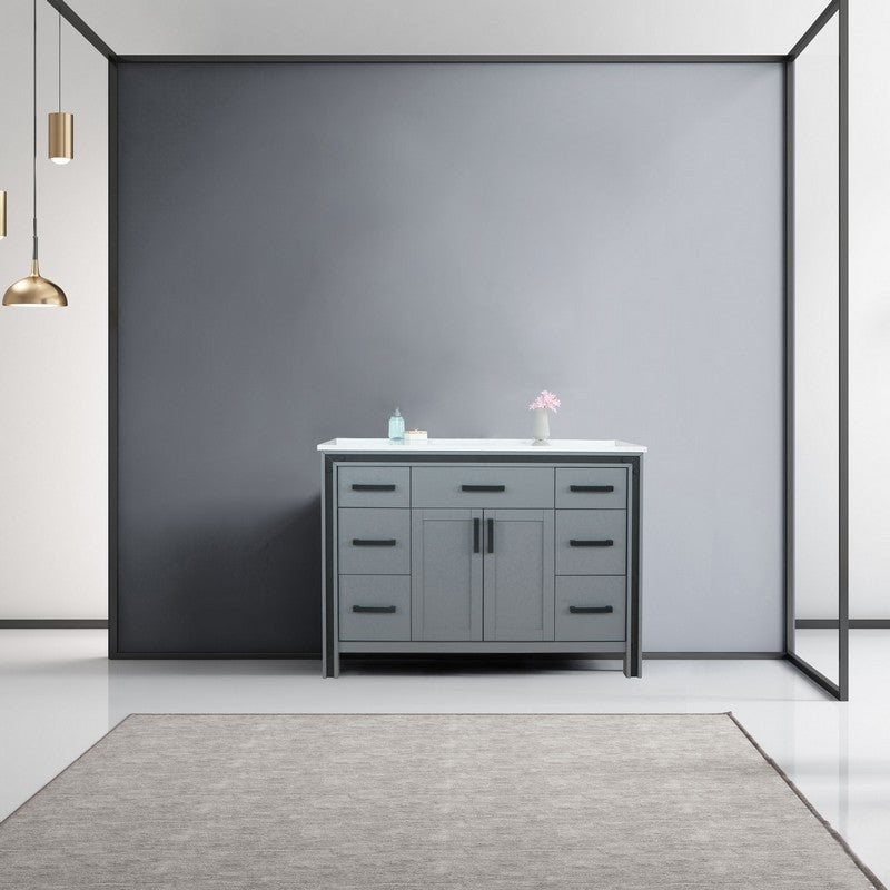Ziva 48" Dark Grey Single Vanity, Cultured Marble Top, White Square Sink and no Mirror | LZV352248SBJS000