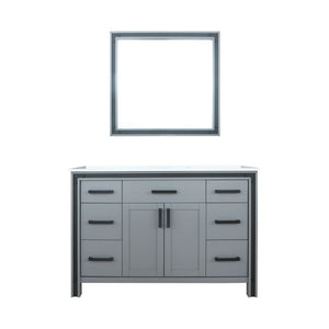 Ziva 48" Dark Grey Single Vanity, Cultured Marble Top, White Square Sink and 34" Mirror | LZV352248SBJSM34