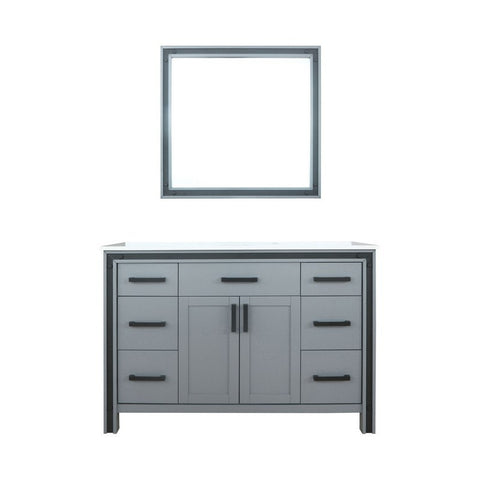 Image of Ziva 48" Dark Grey Single Vanity, Cultured Marble Top, White Square Sink and 34" Mirror | LZV352248SBJSM34