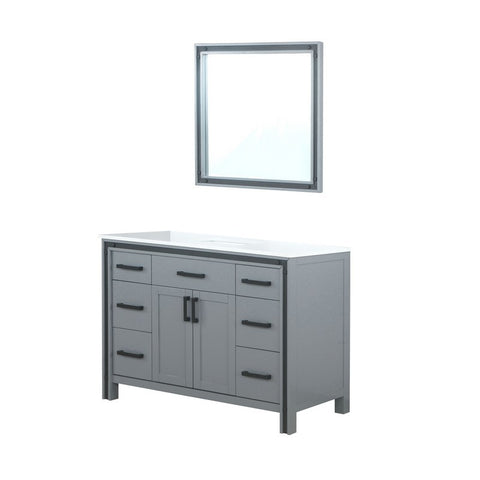 Image of Ziva 48" Dark Grey Single Vanity, Cultured Marble Top, White Square Sink and 34" Mirror | LZV352248SBJSM34