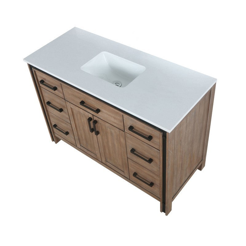 Ziva 48" Rustic Barnwood Single Vanity, Cultured Marble Top, White Square Sink and no Mirror | LZV352248SNJS000