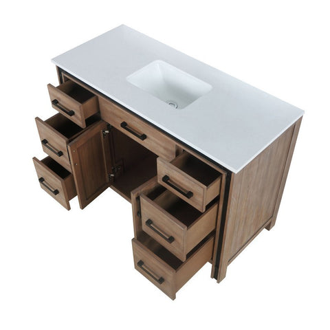 Image of Ziva 48" Rustic Barnwood Single Vanity, Cultured Marble Top, White Square Sink and no Mirror | LZV352248SNJS000