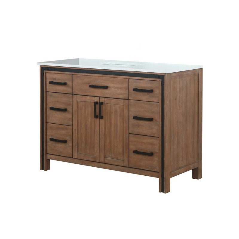 Ziva 48" Rustic Barnwood Single Vanity, Cultured Marble Top, White Square Sink and no Mirror | LZV352248SNJS000