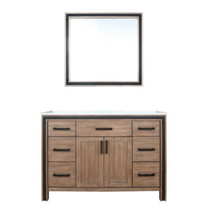 Ziva 48" Rustic Barnwood Single Vanity, Cultured Marble Top, White Square Sink and 34" Mirror | LZV352248SNJSM34