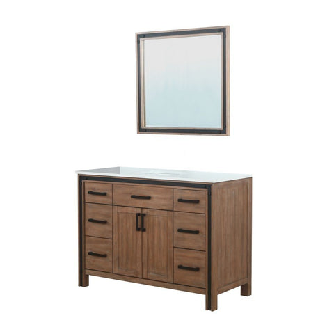 Image of Ziva 48" Rustic Barnwood Single Vanity, Cultured Marble Top, White Square Sink and 34" Mirror | LZV352248SNJSM34