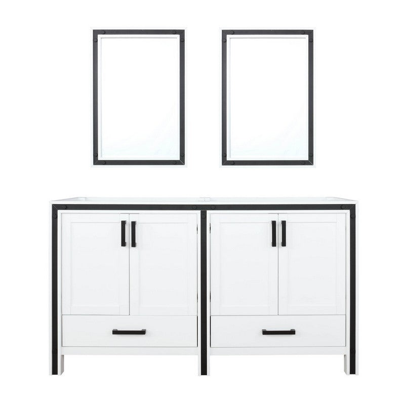 Ziva 60 Inch White Double Vanity, no Top and 22 Inch Mirrors | LZV352260SA00M22