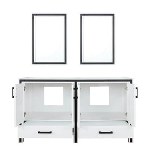 Ziva 60 Inch White Double Vanity, no Top and 22 Inch Mirrors | LZV352260SA00M22