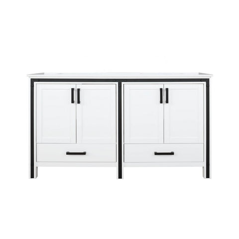 Image of Ziva 60" White Double Vanity, Cultured Marble Top, White Square Sink and no Mirror | LZV352260SAJS000
