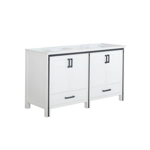 Image of Ziva 60" White Double Vanity, Cultured Marble Top, White Square Sink and no Mirror | LZV352260SAJS000