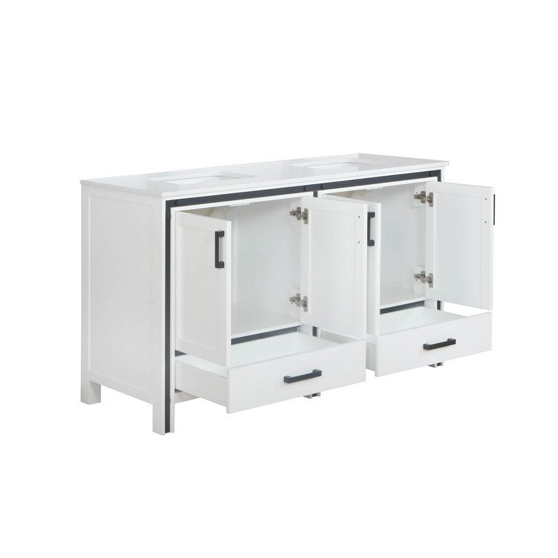 Ziva 60" White Double Vanity, Cultured Marble Top, White Square Sink and no Mirror | LZV352260SAJS000