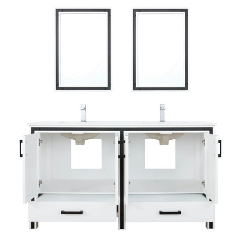 Image of Ziva 60" White Double Vanity Set, Cultured Marble Top | LZV352260SAJSM22F