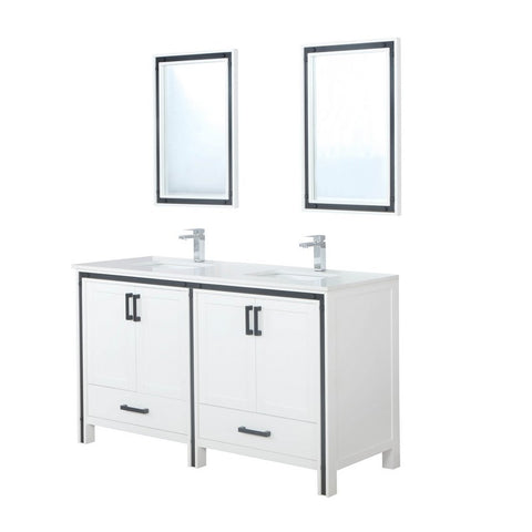 Image of Ziva 60" White Double Vanity Set, Cultured Marble Top | LZV352260SAJSM22F
