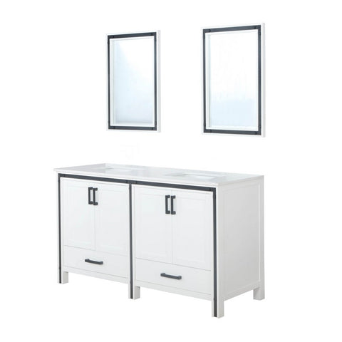 Image of Ziva 60" White Double Vanity, Cultured Marble Top, White Square Sink and 22" Mirrors | LZV352260SAJSM22