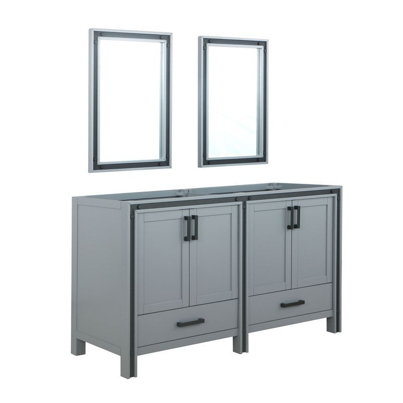 Ziva 60 Inch Dark Grey Double Vanity, no Top and 22 Inch Mirrors | LZV352260SB00M22