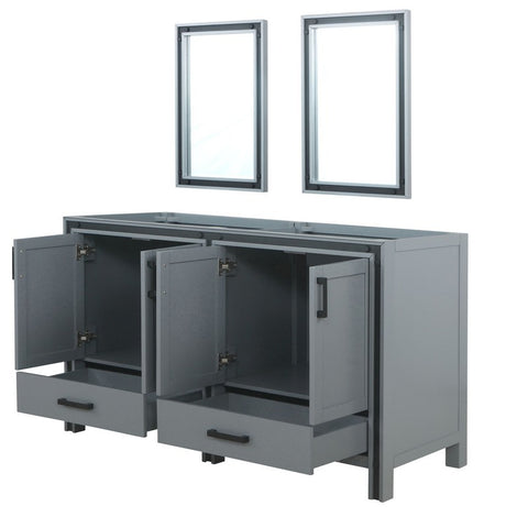 Image of Ziva 60 Inch Dark Grey Double Vanity, no Top and 22 Inch Mirrors | LZV352260SB00M22