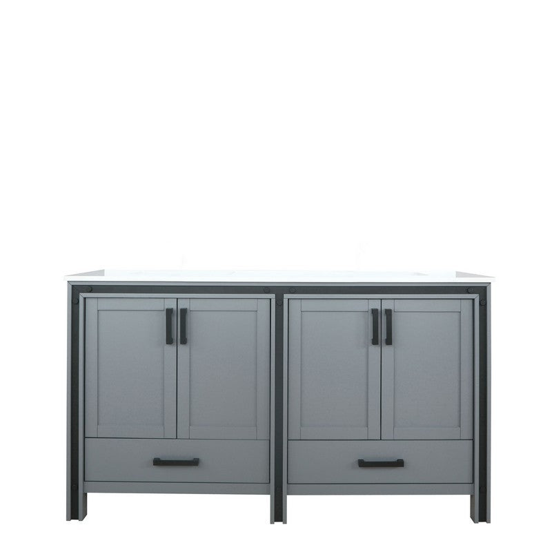 Ziva 60" Dark Grey Double Vanity, Cultured Marble Top, White Square Sink and no Mirror | LZV352260SBJS000