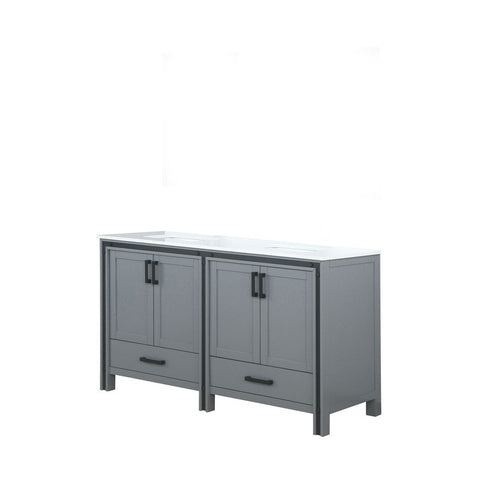 Image of Ziva 60" Dark Grey Double Vanity, Cultured Marble Top, White Square Sink and no Mirror | LZV352260SBJS000