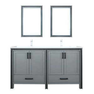 Ziva 60" Dark Grey Double Vanity Set, Cultured Marble Top | LZV352260SBJSM22F