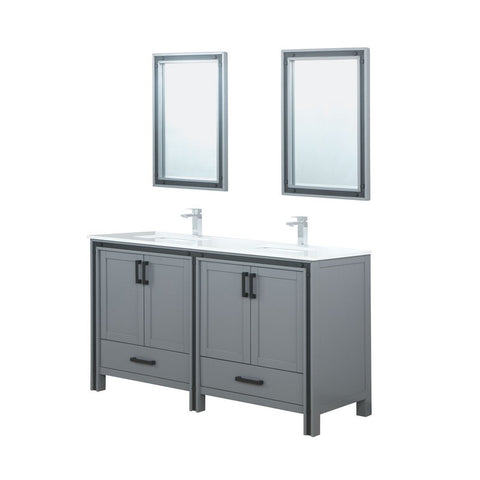 Image of Ziva 60" Dark Grey Double Vanity Set, Cultured Marble Top | LZV352260SBJSM22F