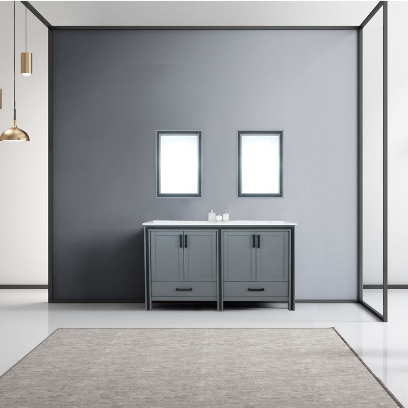 Ziva 60" Dark Grey Double Vanity, Cultured Marble Top, White Square Sink and 22" Mirrors | LZV352260SBJSM22