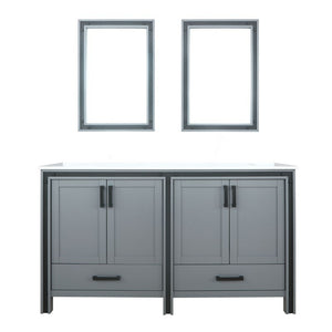 Ziva 60" Dark Grey Double Vanity, Cultured Marble Top, White Square Sink and 22" Mirrors | LZV352260SBJSM22